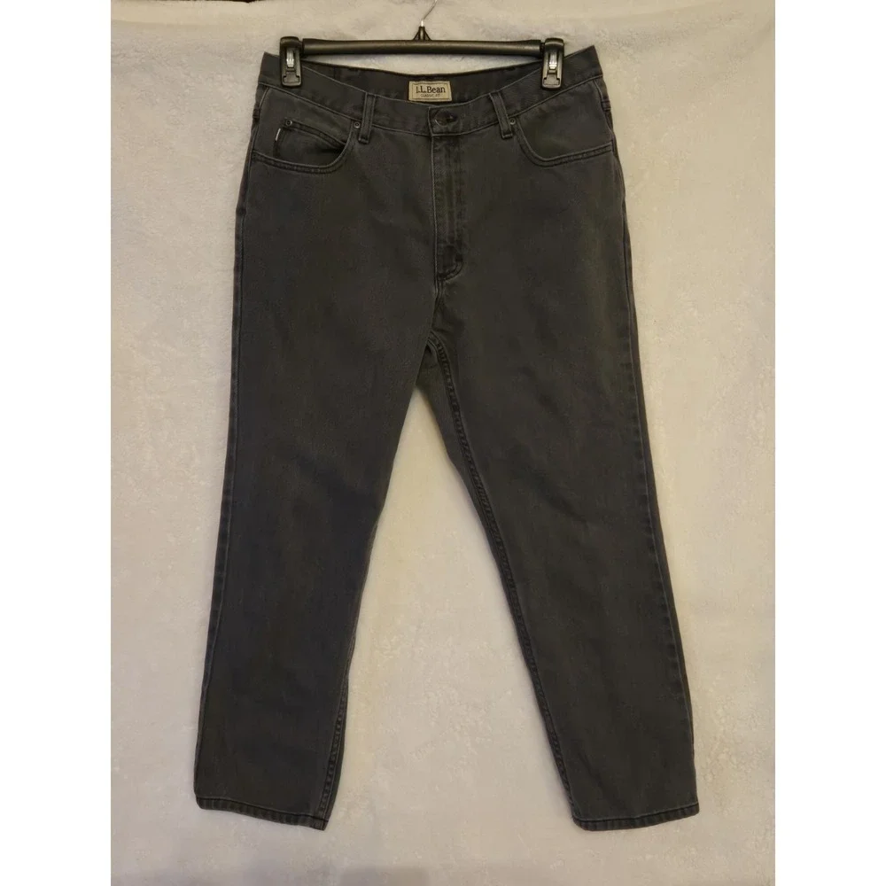 LL Bean Mens‎ 35x29 Denim Jeans Faded Black Classic Fit Straight Leg